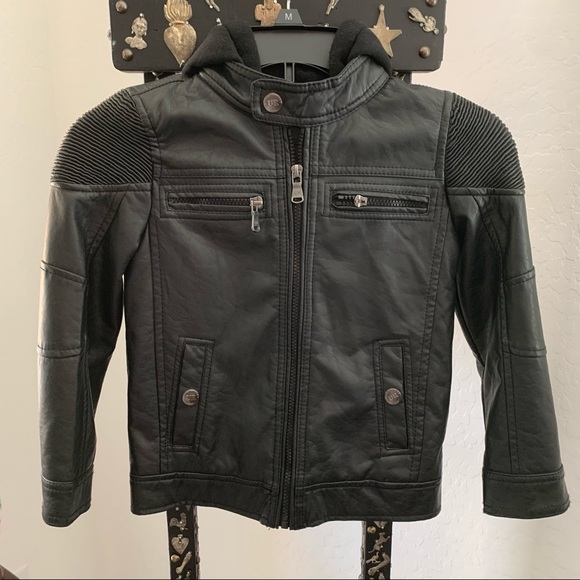 Urban Republic Boy Motorcycle Faux Leather Jacket 5/6 - Picture 1 of 9